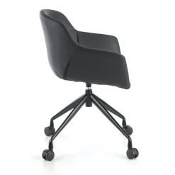 Sedia Girevole Ores, con ruote, Design Moderno, Pelle
