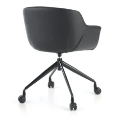 Sedia Girevole Ores, con ruote, Design Moderno, Pelle
