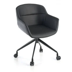 Sedia Girevole Ores, con ruote, Design Moderno, Pelle