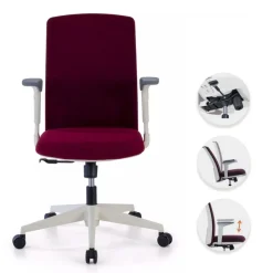 Sedia Girevole Sheryl white, braccioli regolabili, rivestita