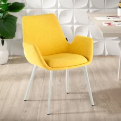 Sedia Ospiti Glamm, 4 gambe, braccioli imbottiti, struttura metallica