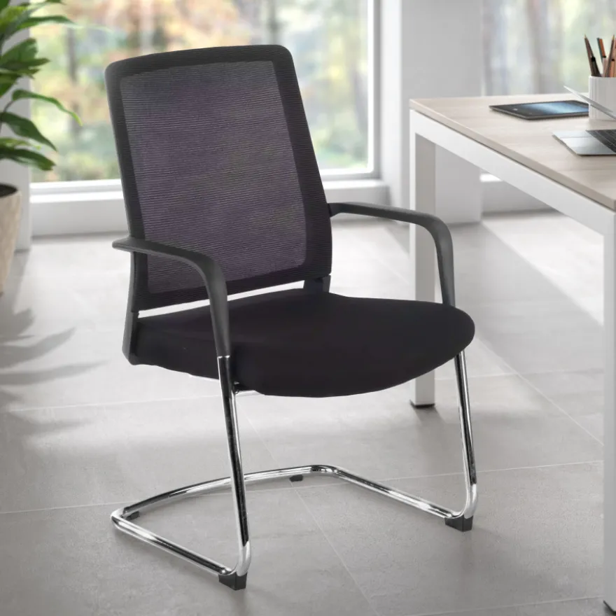 Sedia Ospiti Ufficio Bali, schienale in rete ergonomico