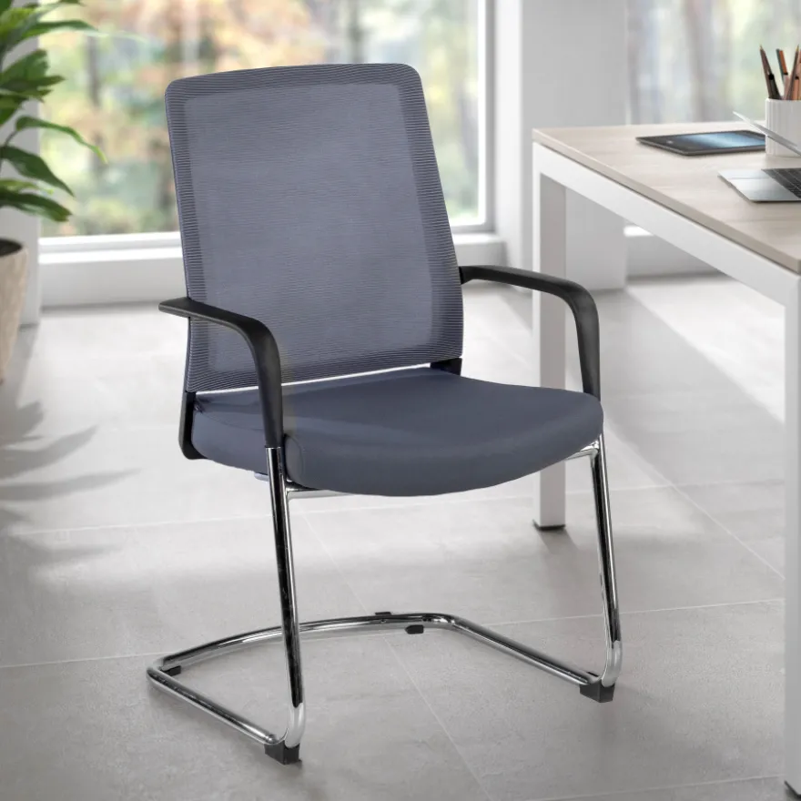 Sedia Ospiti Ufficio Bali, schienale in rete ergonomico