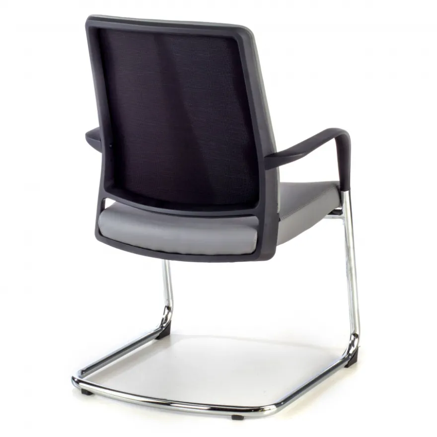 Sedia Ospiti Ufficio Bali, schienale ergonomico similpelle
