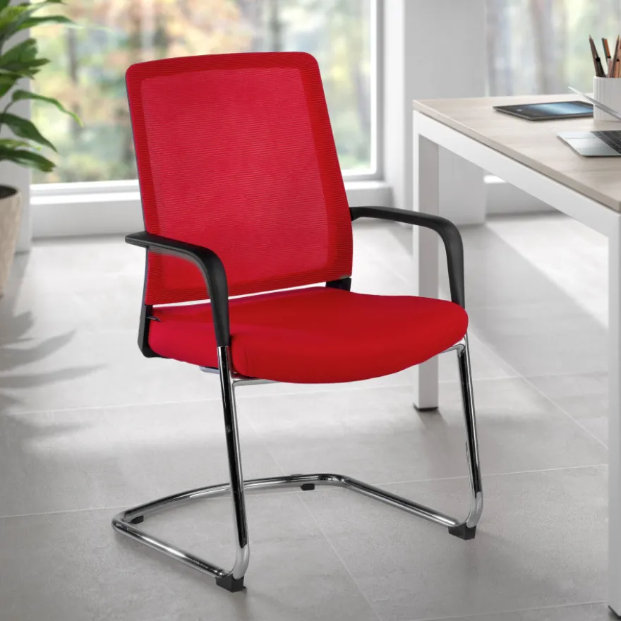 Sedia Ospiti Ufficio Bali, schienale in rete ergonomico