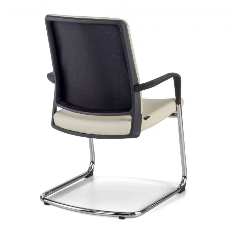 Sedia Ospiti Ufficio Bali, schienale ergonomico similpelle