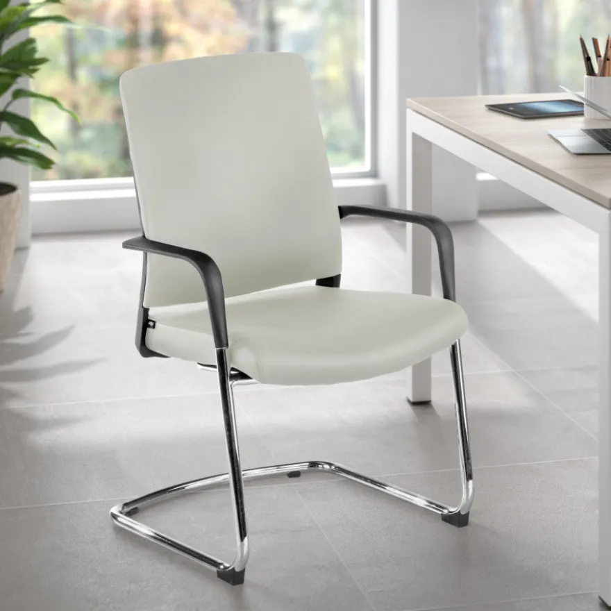 Sedia Ospiti Ufficio Bali, schienale ergonomico similpelle