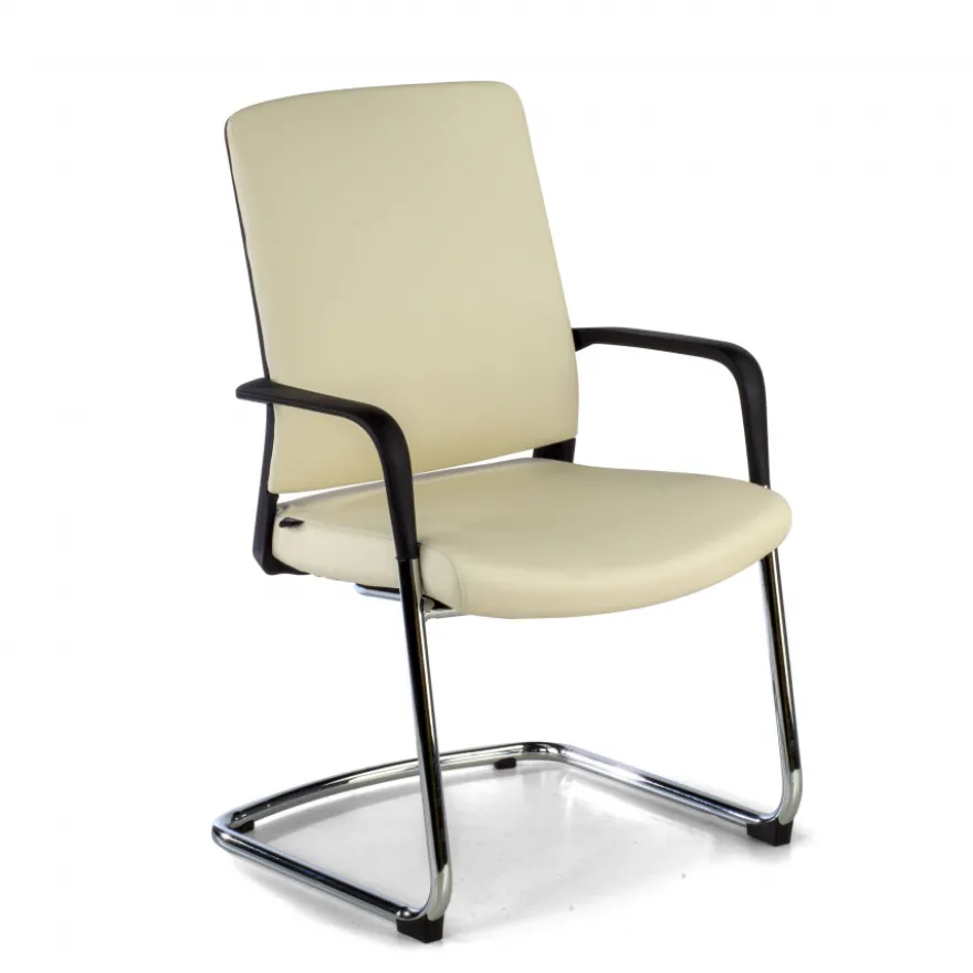 Sedia Ospiti Ufficio Bali, schienale ergonomico similpelle