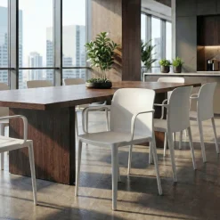 Sedia ristorante con braccioli Loop, seduta ampia