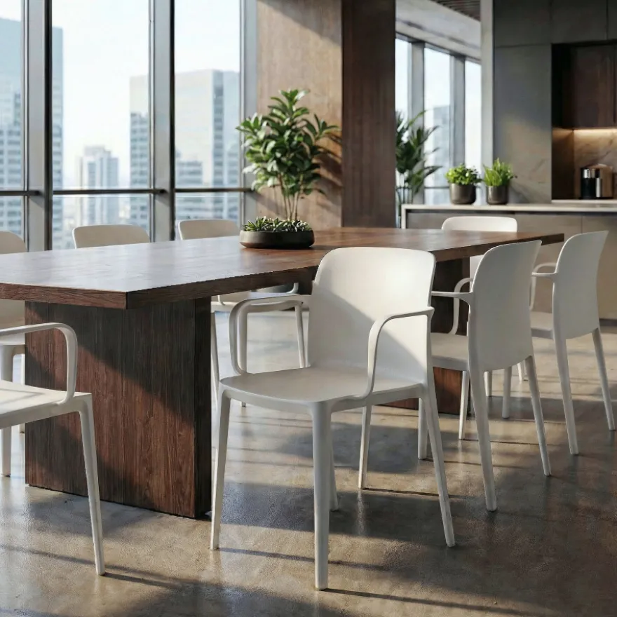 Sedia ristorante con braccioli Loop, seduta ampia