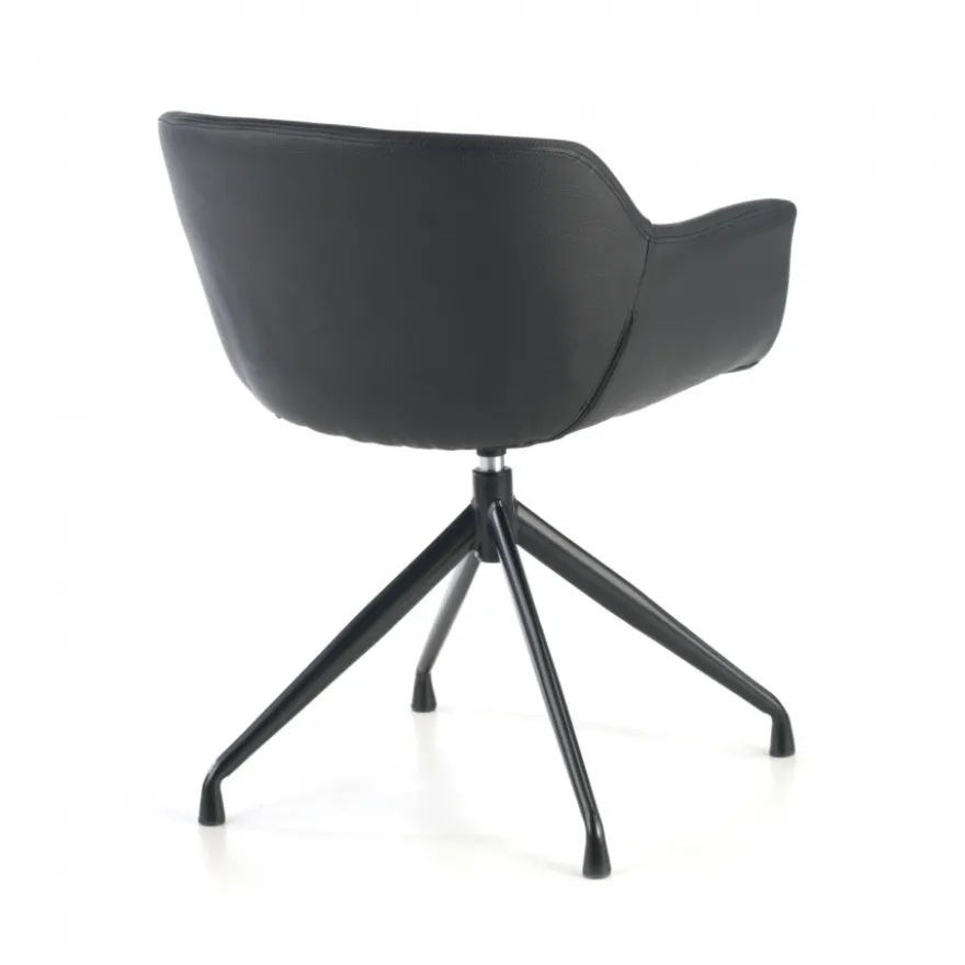 Sedia Riunione Ores, base piramidale, ottime finiture, ecopelle