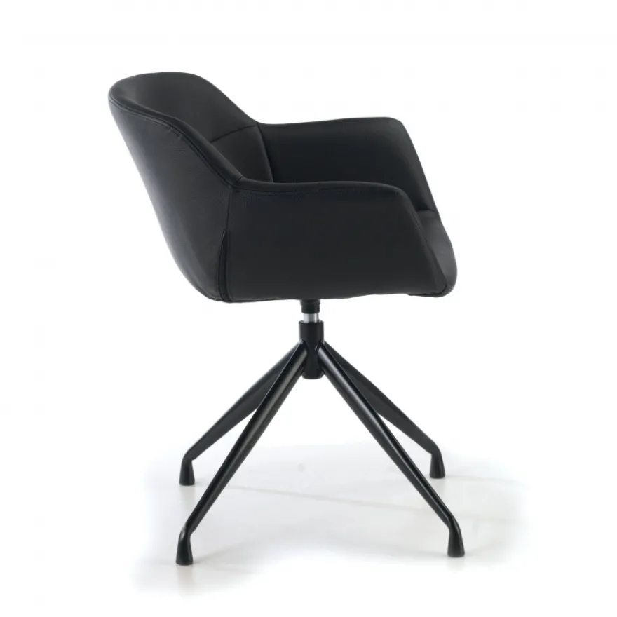 Sedia Riunione Ores, base piramidale, ottime finiture, ecopelle