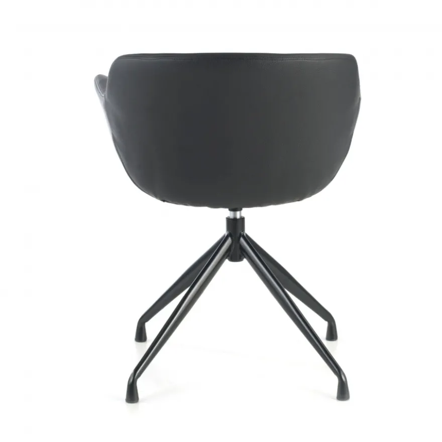 Sedia Riunione Ores, base piramidale, ottime finiture, ecopelle