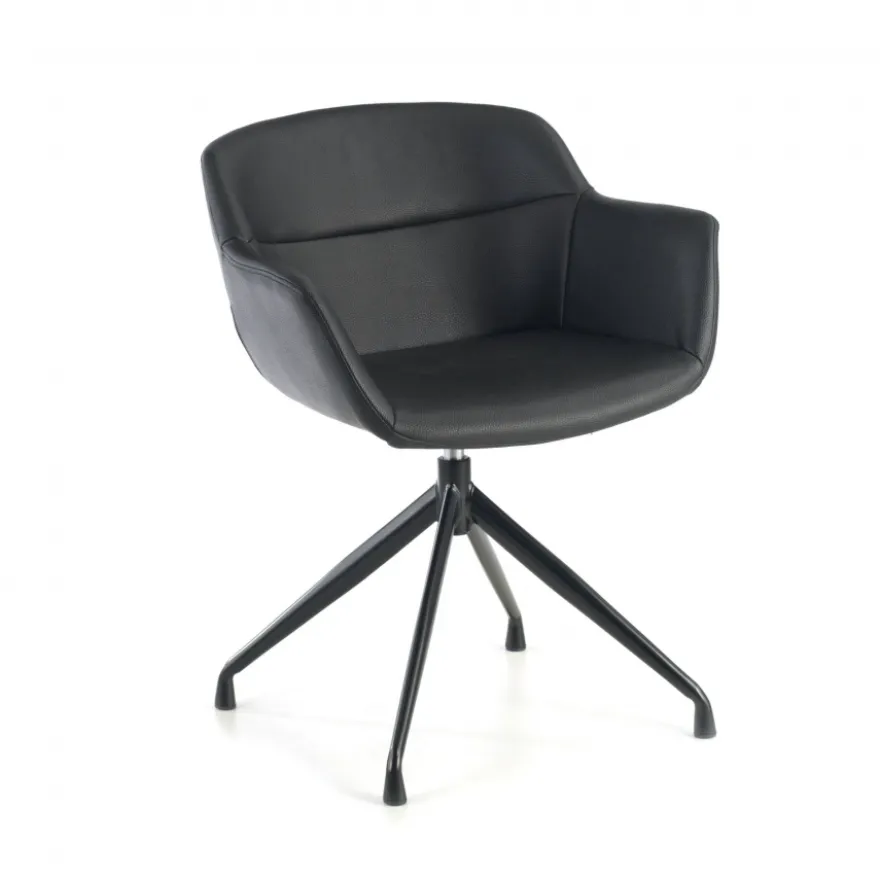 Sedia Riunione Ores, base piramidale, ottime finiture, ecopelle
