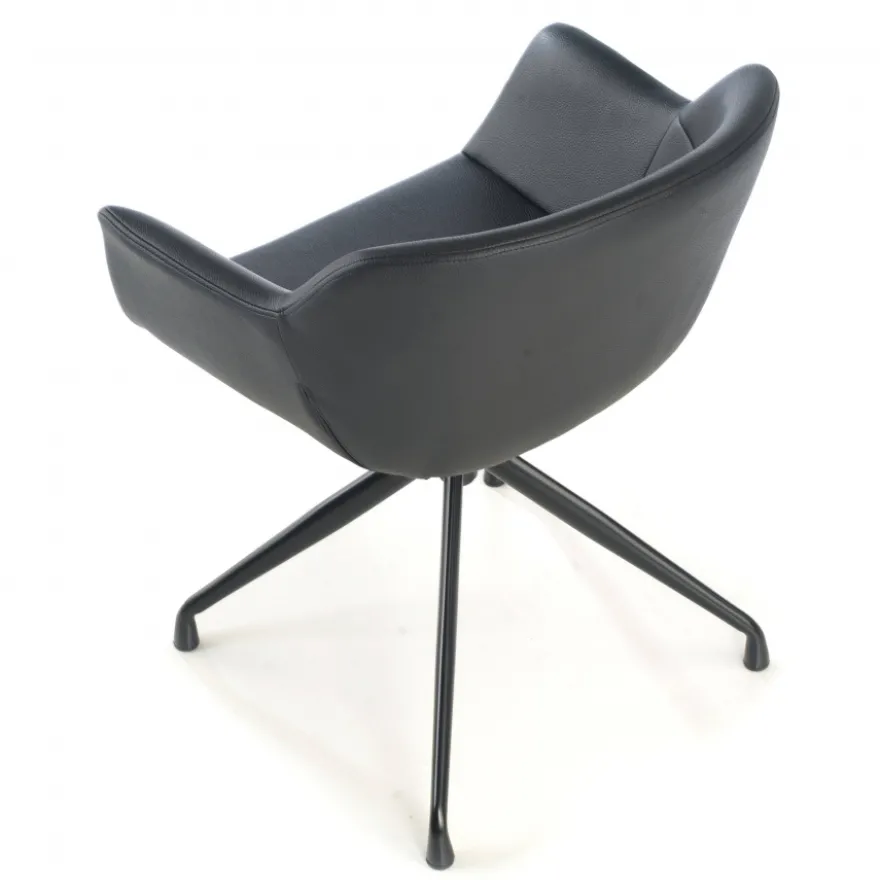 Sedia Riunione Ores, base piramidale, ottime finiture, ecopelle