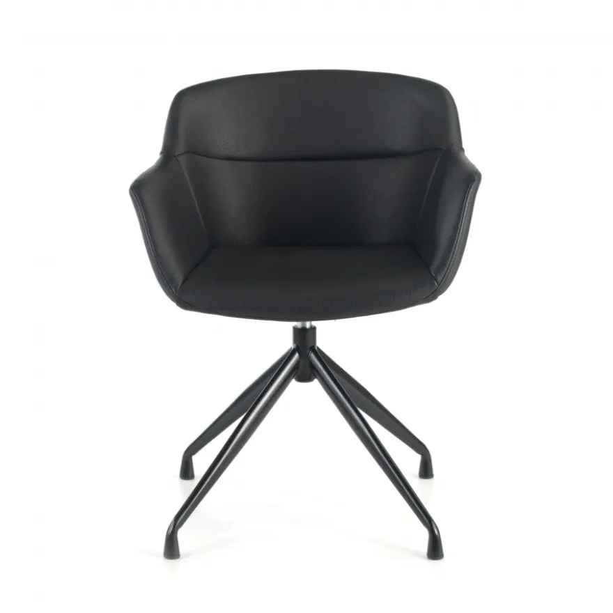 Sedia Riunione Ores, base piramidale, ottime finiture, ecopelle