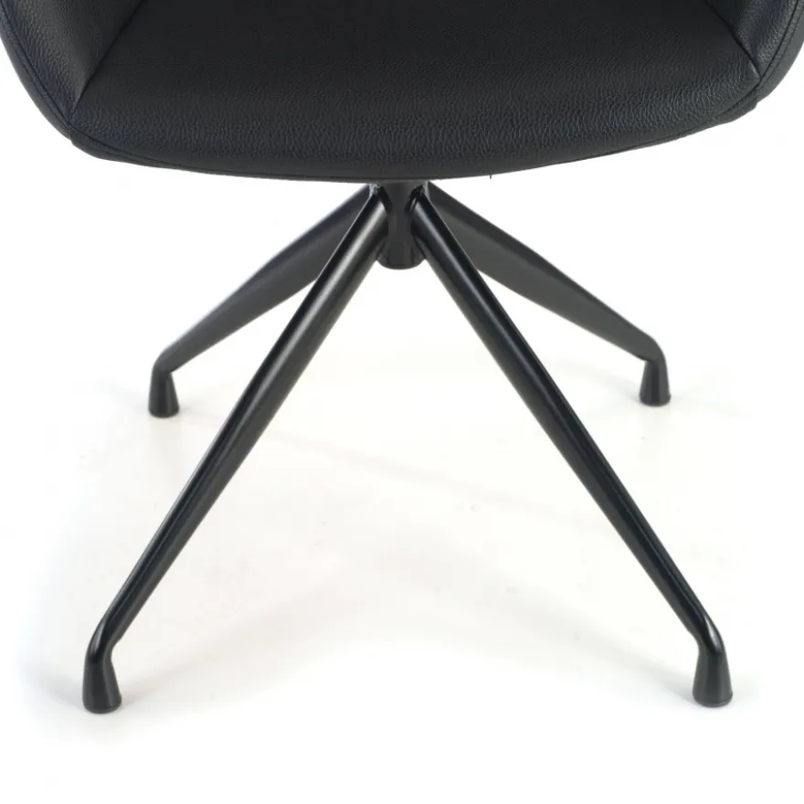 Sedia Riunione Ores, base piramidale, ottime finiture, ecopelle