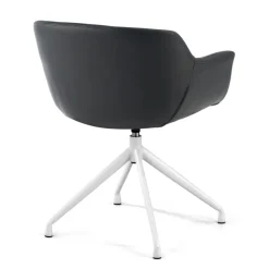 Sedia Riunione Ores, base piramidale, ottime finiture, ecopelle