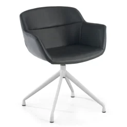 Sedia Riunione Ores, base piramidale, ottime finiture, ecopelle