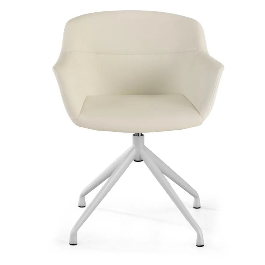 Sedia Riunione Ores, base piramidale, ottime finiture, ecopelle