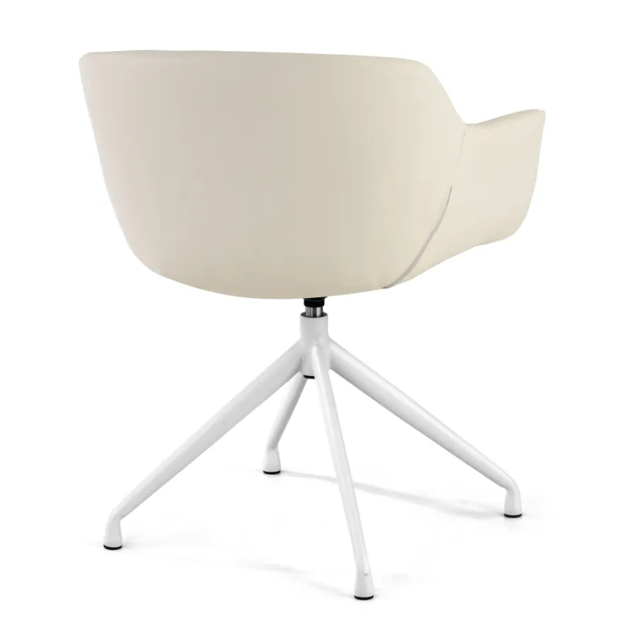 Sedia Riunione Ores, base piramidale, ottime finiture, ecopelle