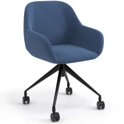 Sedia riunioni con ruote Greta, base in alluminio