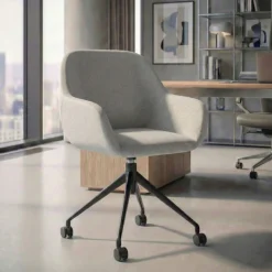 Sedia riunioni con ruote Greta, base in alluminio