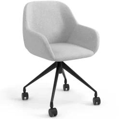 Sedia riunioni con ruote Greta, base in alluminio