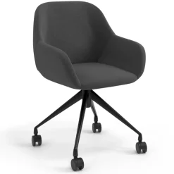 Sedia riunioni con ruote Greta, base in alluminio