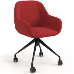 Sedia riunioni con ruote Greta, base in alluminio