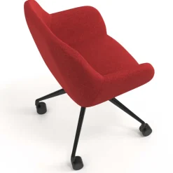 Sedia riunioni con ruote Greta, base in alluminio