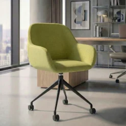 Sedia riunioni con ruote Greta, base in alluminio