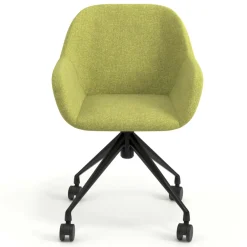 Sedia riunioni con ruote Greta, base in alluminio