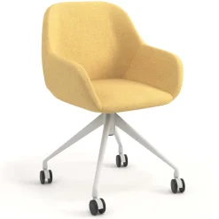 Sedia riunioni con ruote Greta, base in alluminio