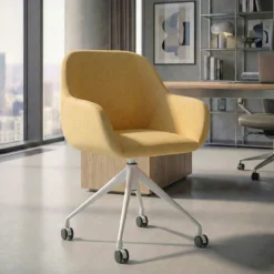 Sedia riunioni con ruote Greta, base in alluminio