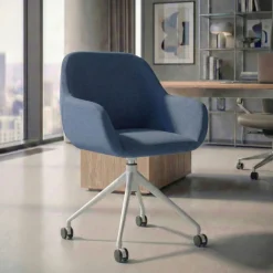 Sedia riunioni con ruote Greta, base in alluminio