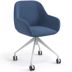 Sedia riunioni con ruote Greta, base in alluminio
