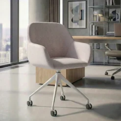 Sedia riunioni con ruote Greta, base in alluminio