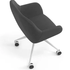 Sedia riunioni con ruote Greta, base in alluminio
