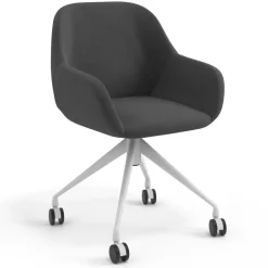 Sedia riunioni con ruote Greta, base in alluminio