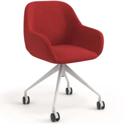 Sedia riunioni con ruote Greta, base in alluminio