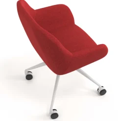 Sedia riunioni con ruote Greta, base in alluminio