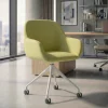 Sedia riunioni con ruote Greta, base in alluminio