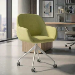 Sedia riunioni con ruote Greta, base in alluminio