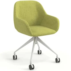 Sedia riunioni con ruote Greta, base in alluminio