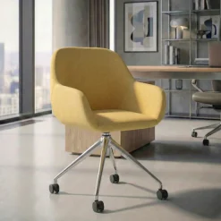 Sedia riunioni con ruote Greta, base in alluminio