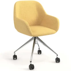 Sedia riunioni con ruote Greta, base in alluminio