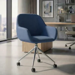 Sedia riunioni con ruote Greta, base in alluminio