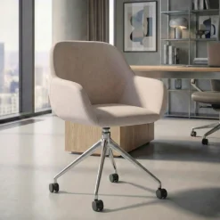 Sedia riunioni con ruote Greta, base in alluminio