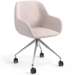 Sedia riunioni con ruote Greta, base in alluminio